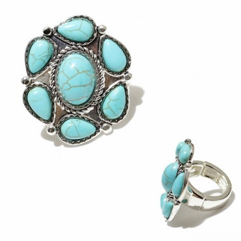 Jewelry Turquoise Western Stretch Ring AR0449