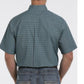 Shirts Men’s Cinch Short Sleeve Button Down Turquoise Black Print MTW111395X