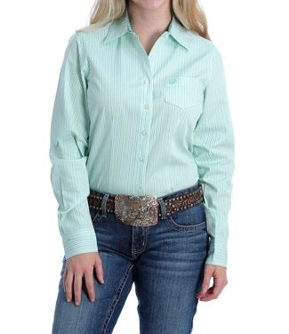 Shirts Women’s Cinch Shirt Blue & Green Stripe MSW9164165