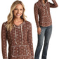 Brown Allover Print Hoodie WLWT94RZIV Outerwear