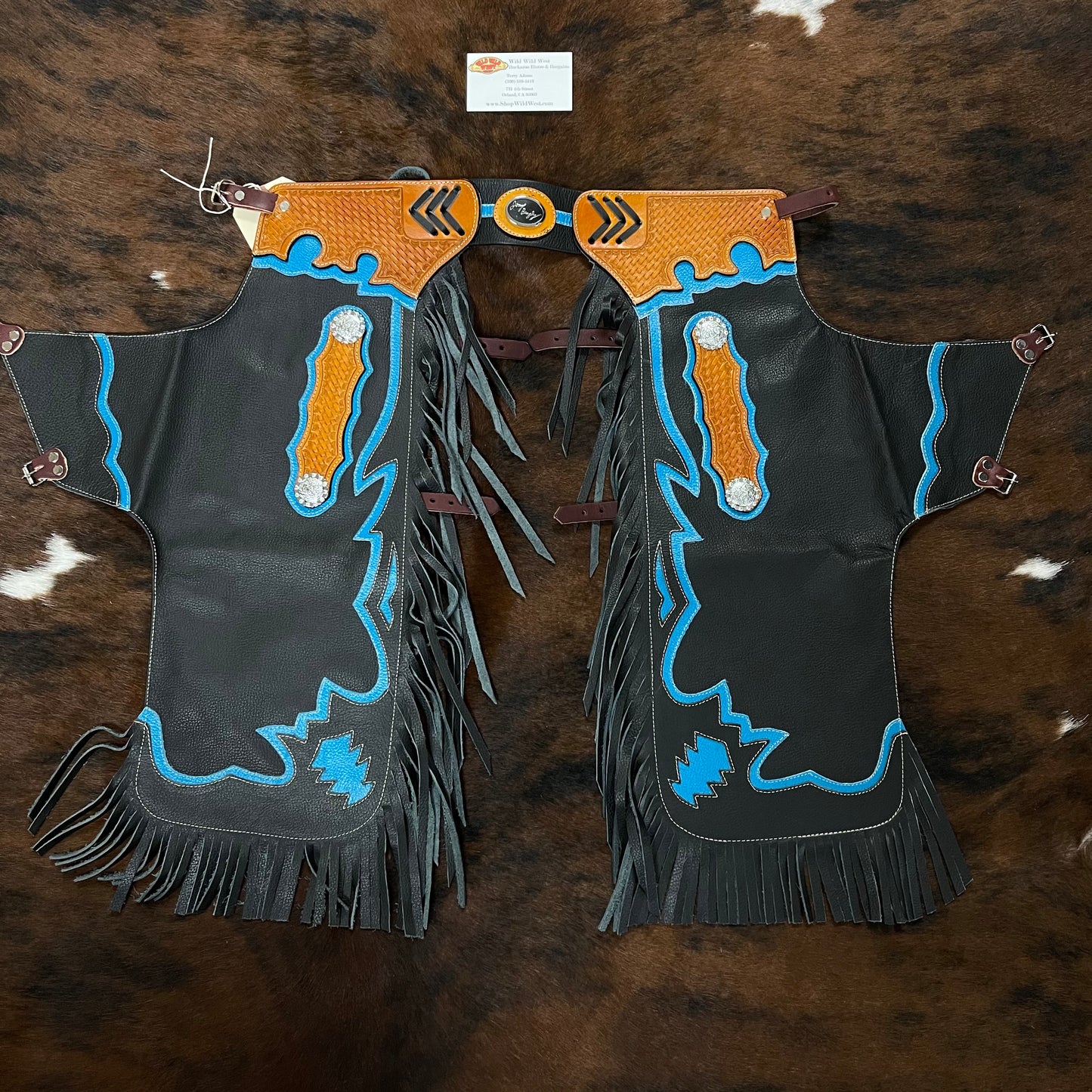 Chaps Black, Teal & Tan PeeWee Chaps