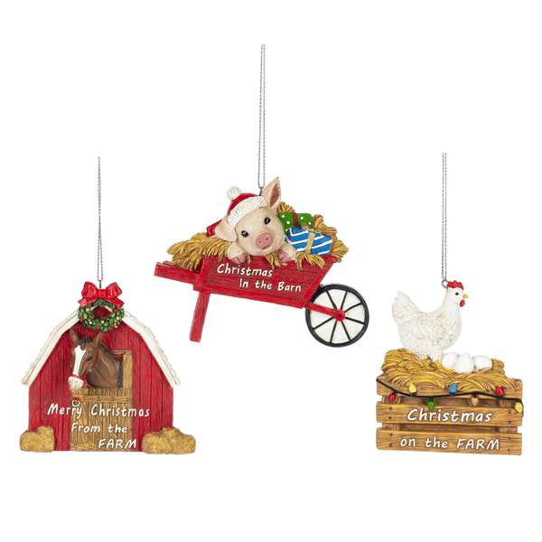 Christmas Ornament Chicken Horse Pig Farm MX184192