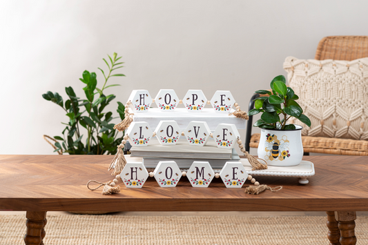 Honeycomb shaped Home, Love, Hope Sign giftware CB178036