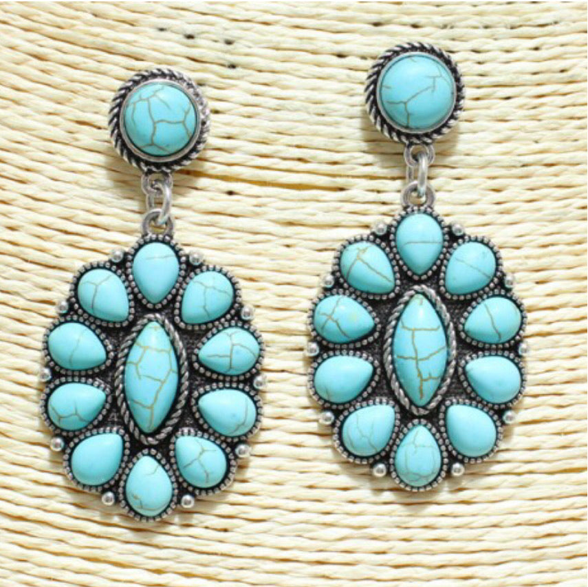 Jewelry Earrings Silver Navajo Turquoise Cluster Post Earring SE-0890SBTQ