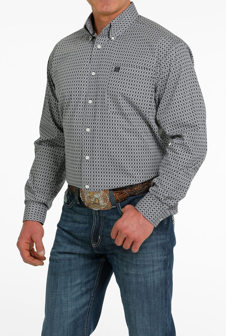 Shirts Men’s Cinch Long Sleeve Button Up Gray Geo Print MTW1105518