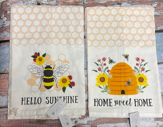 Home Decor Tea Towel Hello Sunshine Bee CB181472