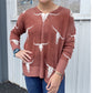 Shirts Women’s Rust Sweater with Longhorn Design RRWT32RZOP