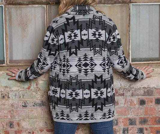 Outerwear Women’s Ladies Sioux Sweater Gray Aztec STS2484