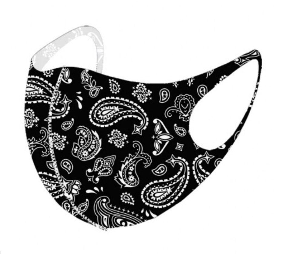 Paisley face mask Red, Blue. Or Black