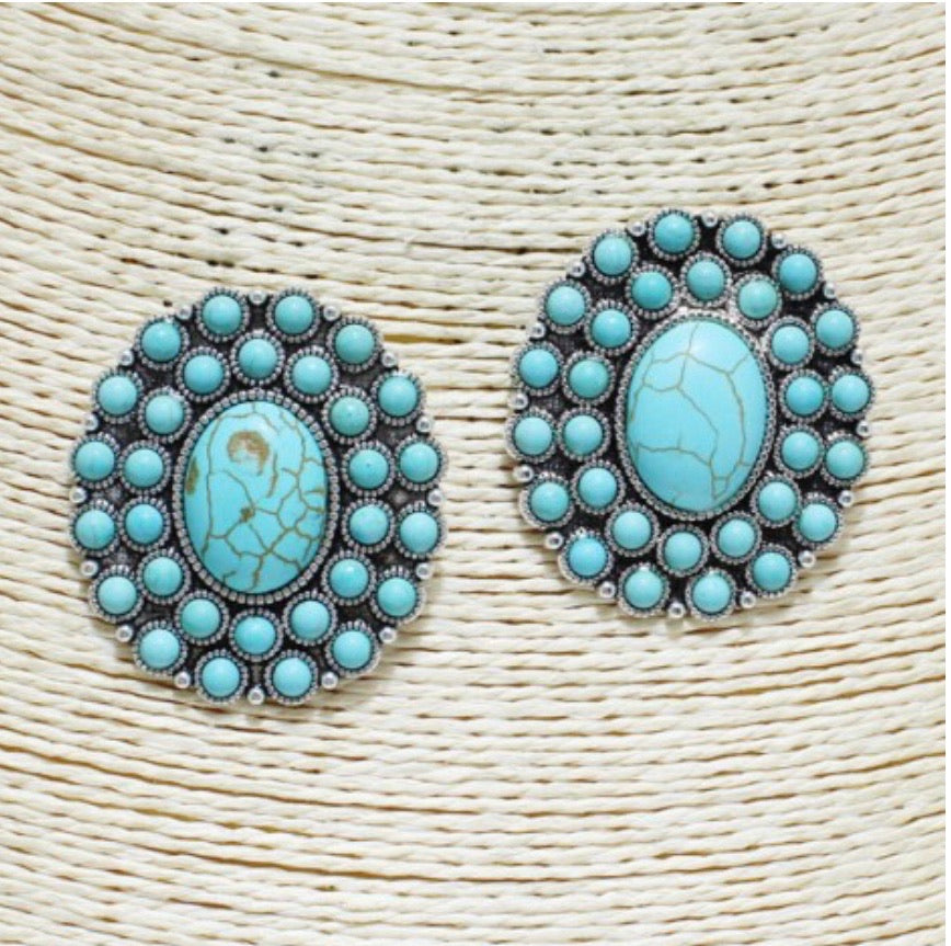 Antique silver/ turquoise stone earrings SE-1545SBTQ SE—0961SBTQ