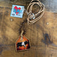 Jewelry Hampshire Pig Eartag Necklace Bronze Beads w/ leather