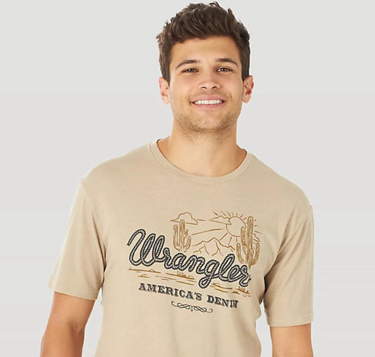 Shirts Men’s Wrangler Western Tee Shirt American Denim 10MQ6194E, MQ6194E