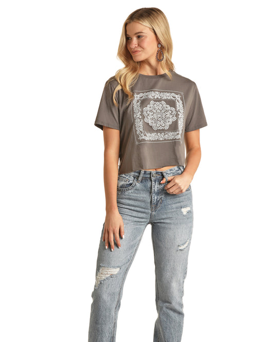 Charcoal Cropped Boxy Tee Shirts 49T3231
