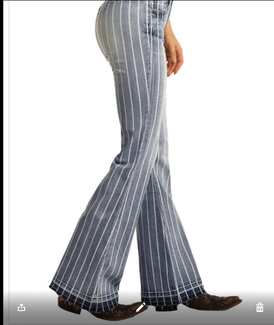 Jeans Women’s Light Washed Striped High Rise Trouser W8H2533