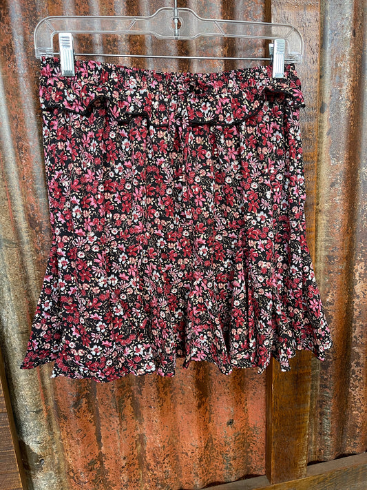 Women’s burgundy Phoenix floral mini skirt 31549-2