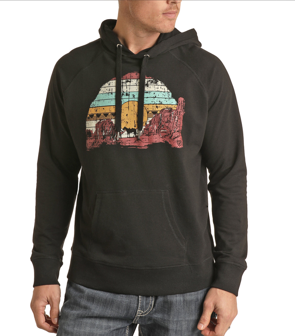 Outerwear Men’s Rock&Roll Denim Graphic Hoodie