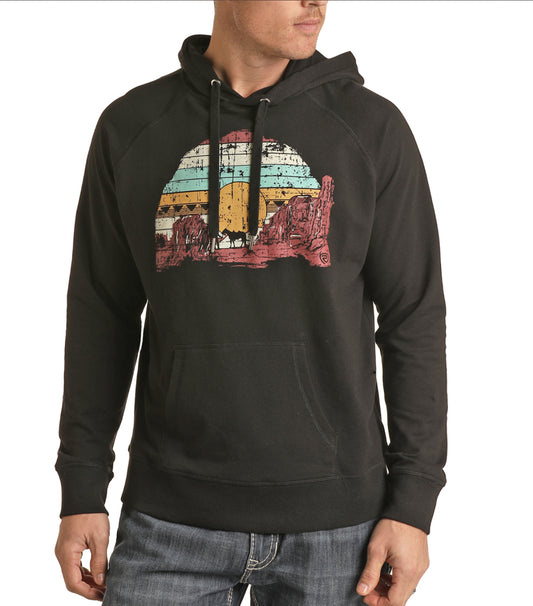 Outerwear Men’s Rock&Roll Denim Graphic Hoodie
