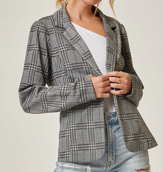 Outerwear Blazer Houndstooth Black & Gray Andree 17711