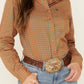 Shirts Women’s Cinch Button Up Orange/Teal floral pattern MSW9164172