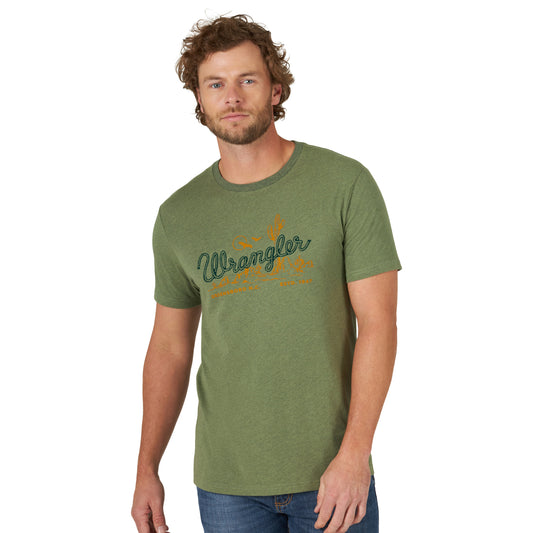 Shirts Mens Wrangler Logo Tee Green 112319275