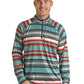 Outerwear Men’s Rock&Roll Denim Aztec Print Zip Pullover