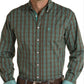 Shirts Men’s Panhandle REGULAR FIT STRETCH BROWN AND TURQUOISE PLAID SHIRT