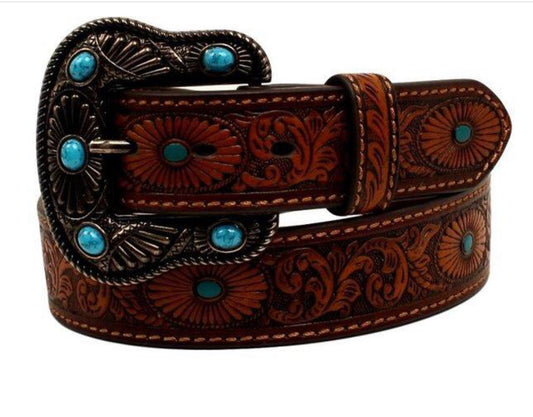 Belts Women’s Nocona Floral Embossed Turq. Painted N3412002