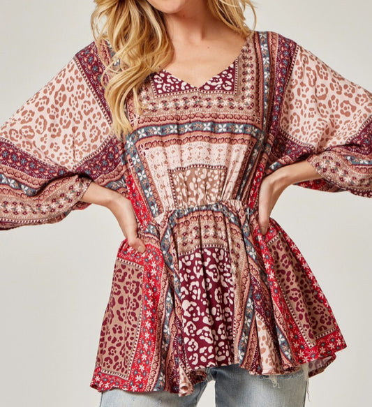 Shirts Women’s patchwork multi print 3-545-3