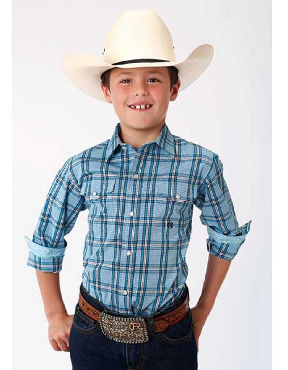 Shirts Kid’s Boys Roper blue plaid 3-30-278-2077