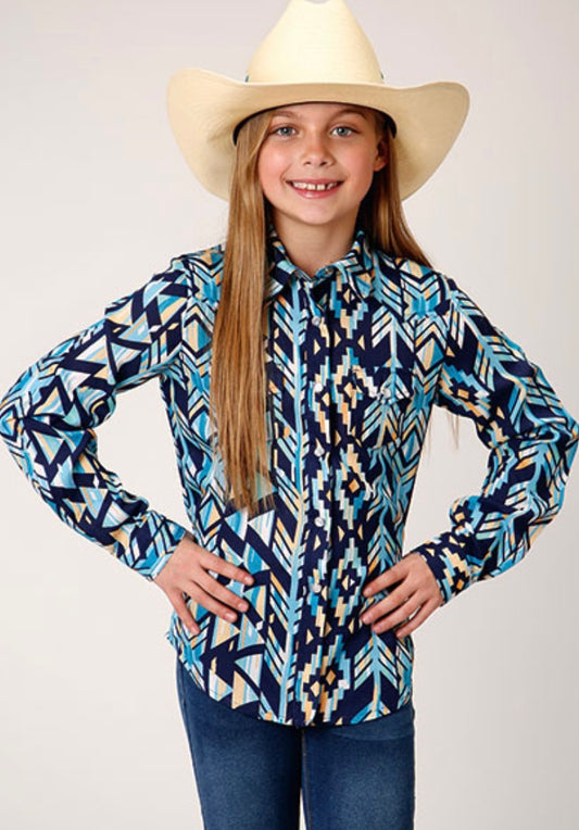Shirts Girls Roper Long Sleeve Aztec 03-080-0590-2048