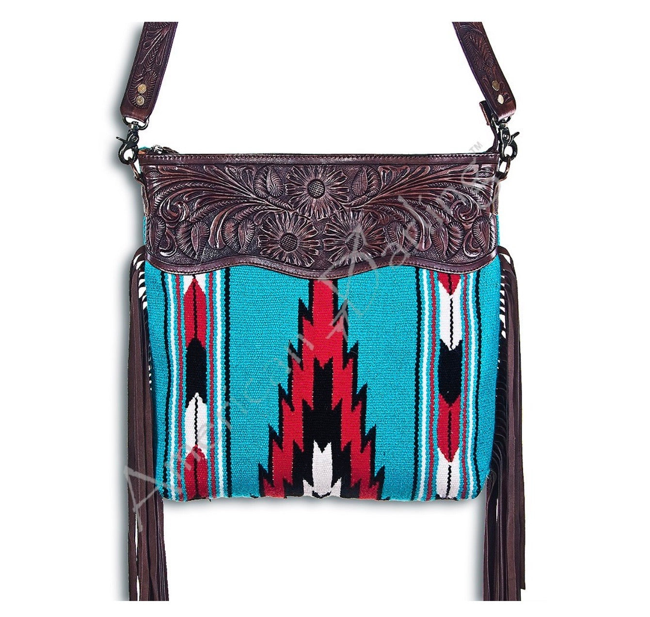 Purse with saddle blanket, fringe and tooled leather ADBGZ140G