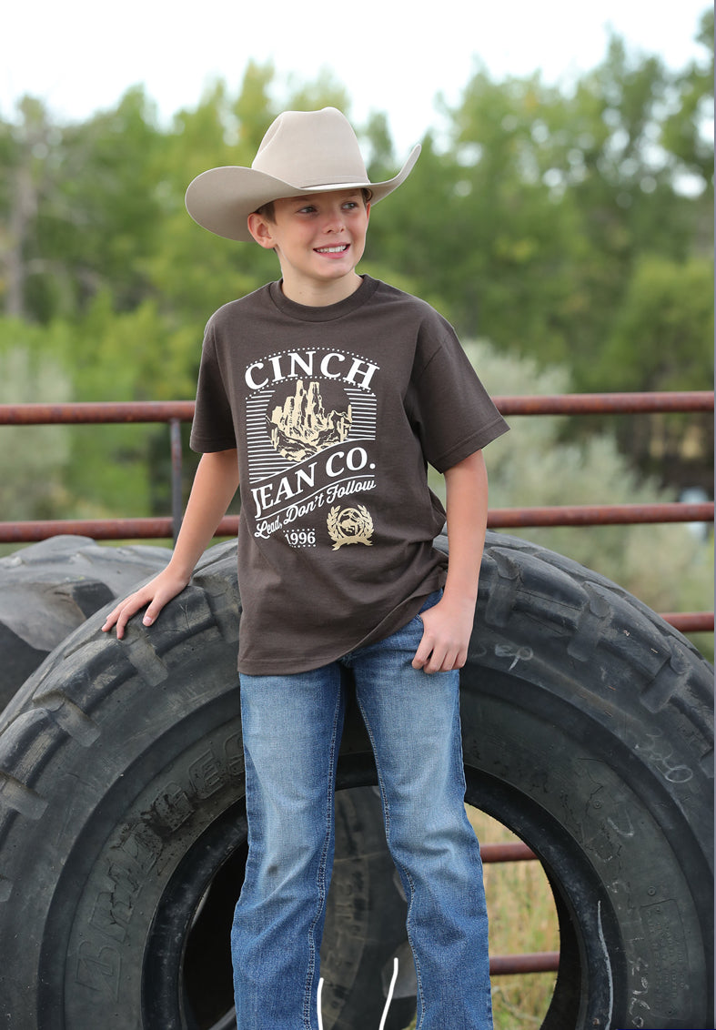 Shirts Kid’s Cinch Boys Brown Short Sleeve Tee MTT7670119