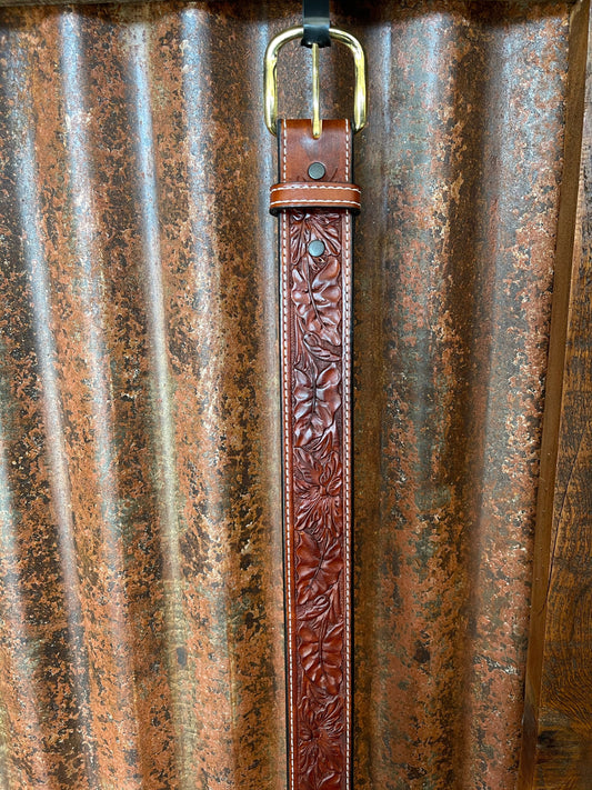 Belts Tan Wild Rose (Regular  1-1/2”) Visalia Stock Saddle Co. Belt 113-TN