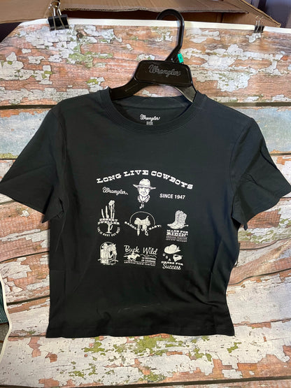 Shirts Women’s Wrangler Retro Black Tee Shirt Since 1947 Long Live Cowboys