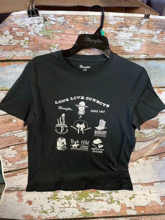 Shirts Women’s Wrangler Retro Black Tee Shirt Since 1947 Long Live Cowboys