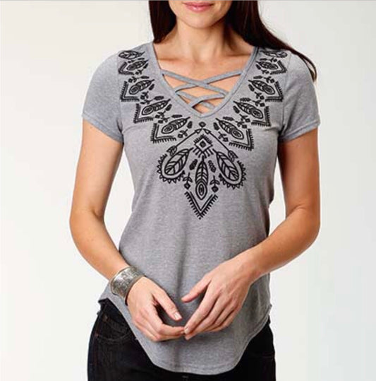 Shirts Women’s Roper Gray Jersey V Neck