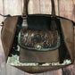 Handbag w/leather handles hair on cowhide trim with brass studs ADBGI187