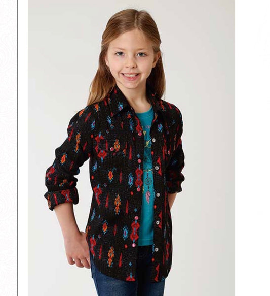 Shirts Kid’s neon Aztec snap up