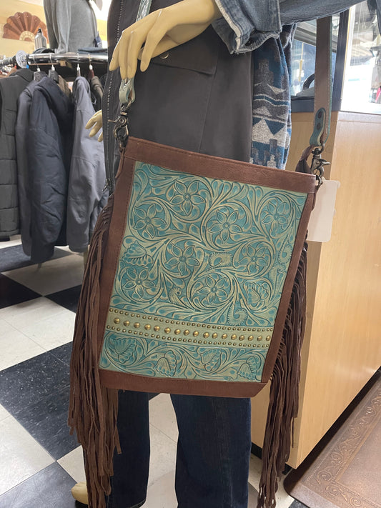 Purses American Darling Teal Tooled CrossBody ADBG394TR