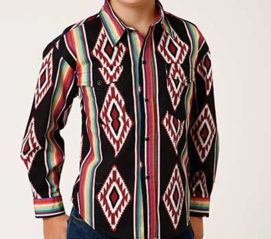 Boy’s Shirts Roper Serape Stripe Snap Printed 03-03-0485-0658