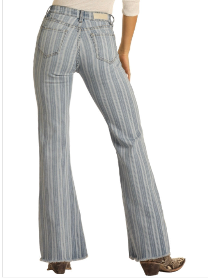 Jeans Women’s Light Wash High Rise Stripe Trouser Jean W8H9765