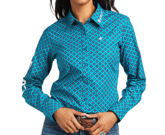 Shirts Women’s Ariat Team Kirby Long Sleeve Button Down Ariel Geo Print 10039455