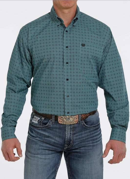 Shirts Men’s Cinch Long Sleeve Button Down  MTW1105365 Turquoise Geo.