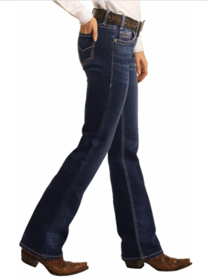 Jeans Women’s Dark Wash MidRise Bootcut Extra Stretch Jean W7-4166