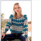 Shirts Women’s Cruel Raglan Top Teal And Gray Aztec Print CTW7004003
