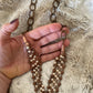 Burnished Copper chain with layered cream sparkle beads N1090TQ N1090CRM BR1090CRM