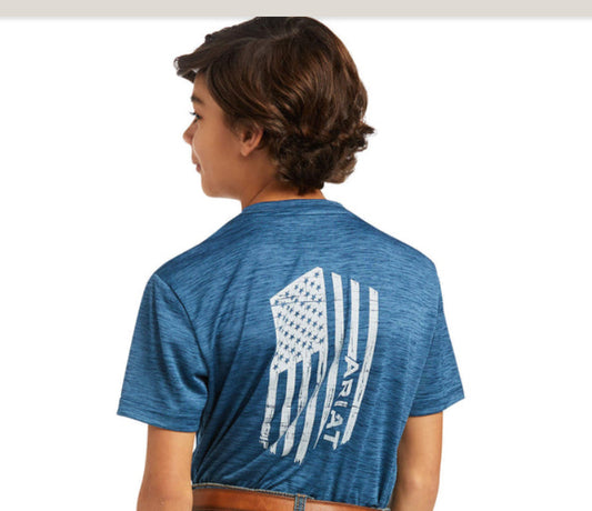 Shirts Boys Charger Ariat Tek 3Colors Charcoal Skyfall Blue & Cerulean Blue