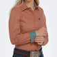 Shirts Women’s Cinch Long Sleeve Button Copper Print
