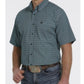 Shirts Men’s Cinch Short Sleeve Button Down Turquoise Black Print MTW111395X
