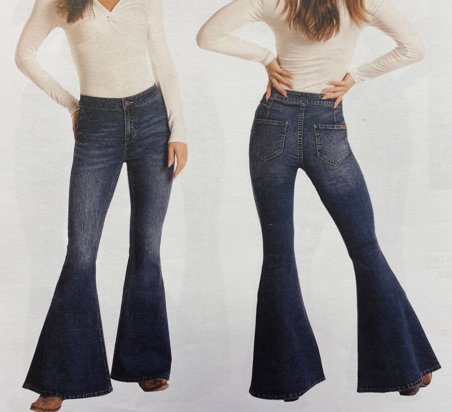 Jeans Women’s Bargain Button Bell High Rise Flare WPB3508 ; FDEK-EE